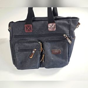 TOLFE Tough Life Brown Canvas Handbag Tote Bag Purse Women’s Large Bag No Strap